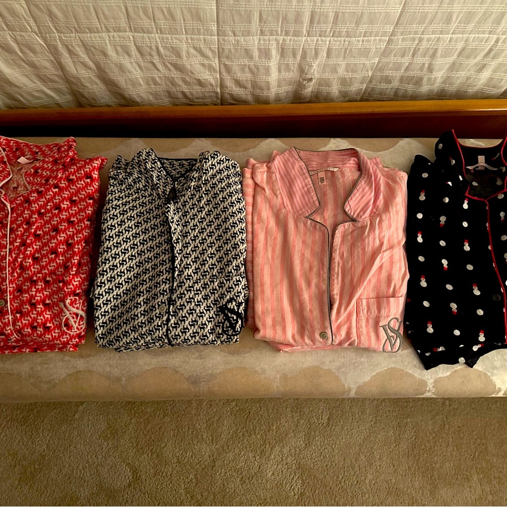 Victoria Secret Pajama 4 Set Bundle - 4 tops and 4 bottoms. ALL SIZE SMALL